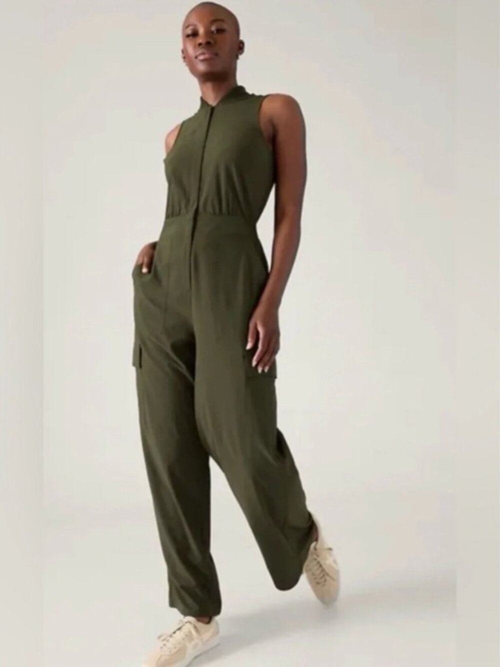 Athleta Brooklyn Utility Jumpsuit + Aspen Olive Green + Size 6 NWOT
